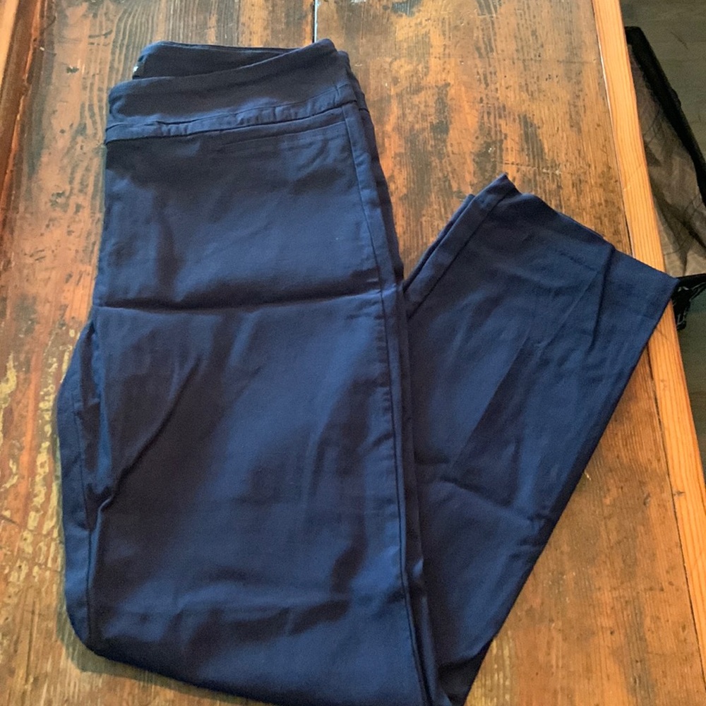 Hilary Radley Womens Pull On Straight Leg Dress Pants Stretchy Navy Size 8